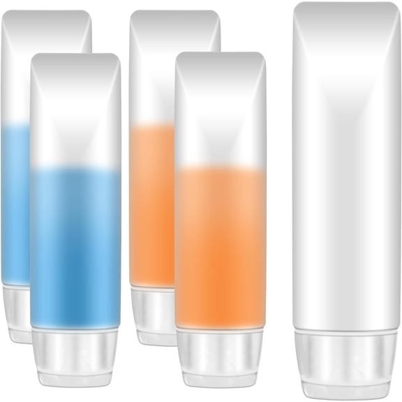 5 PCS Travel Bottles, 1 oz Bottles for Toiletries Empty Refillable Toothpaste Tubes Containers, Small Mini Size Squeeze Toiletry Liquids Dispensers Leak Proof TSA Approved