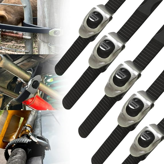 5 PCS Ultimate Heavy Duty Grip Lock Strap, Adjustable Multipurpos Metal Ratchet Straps - Secure Anything, Anywher, Reusable Tie Down Straps Secure Tools for Camping, 4wd, Worksites & Home (5 PCS)