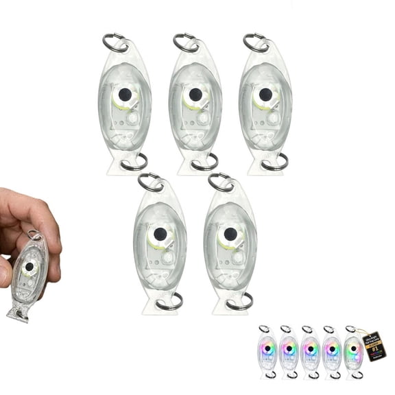 5 PCS Ultra-Bright Fish Trap Lamp, LED Underwater Fishing Lures, LED Lighted Bait Flasher, Deep Drop Fishing Lures with a sealed waterproof housing about 900 ft Deep ZP