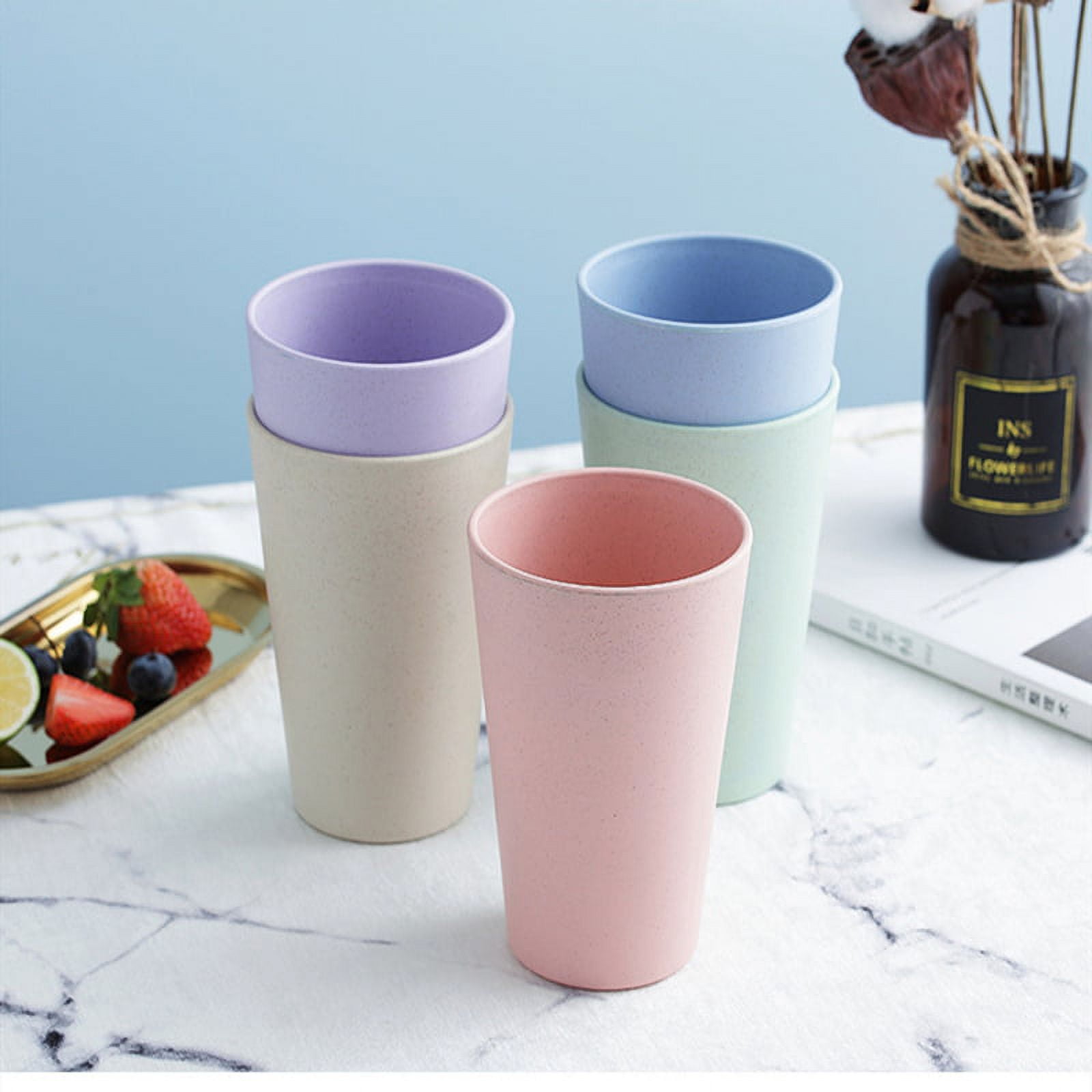 450ML Coffee Cups With Lids Wheat Straw Reusable Portable Coffee Cup  Dishwasher Safe Coffee Mug Coffee
