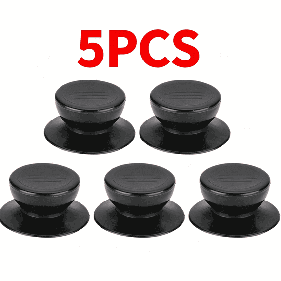 5 PCS Universal Pot Lid Handle Kitchen Cookware Replacement Handle, Stainless Steel Base Round Plastic Fixed Knob Black 43*22 (mm) by Toyeng