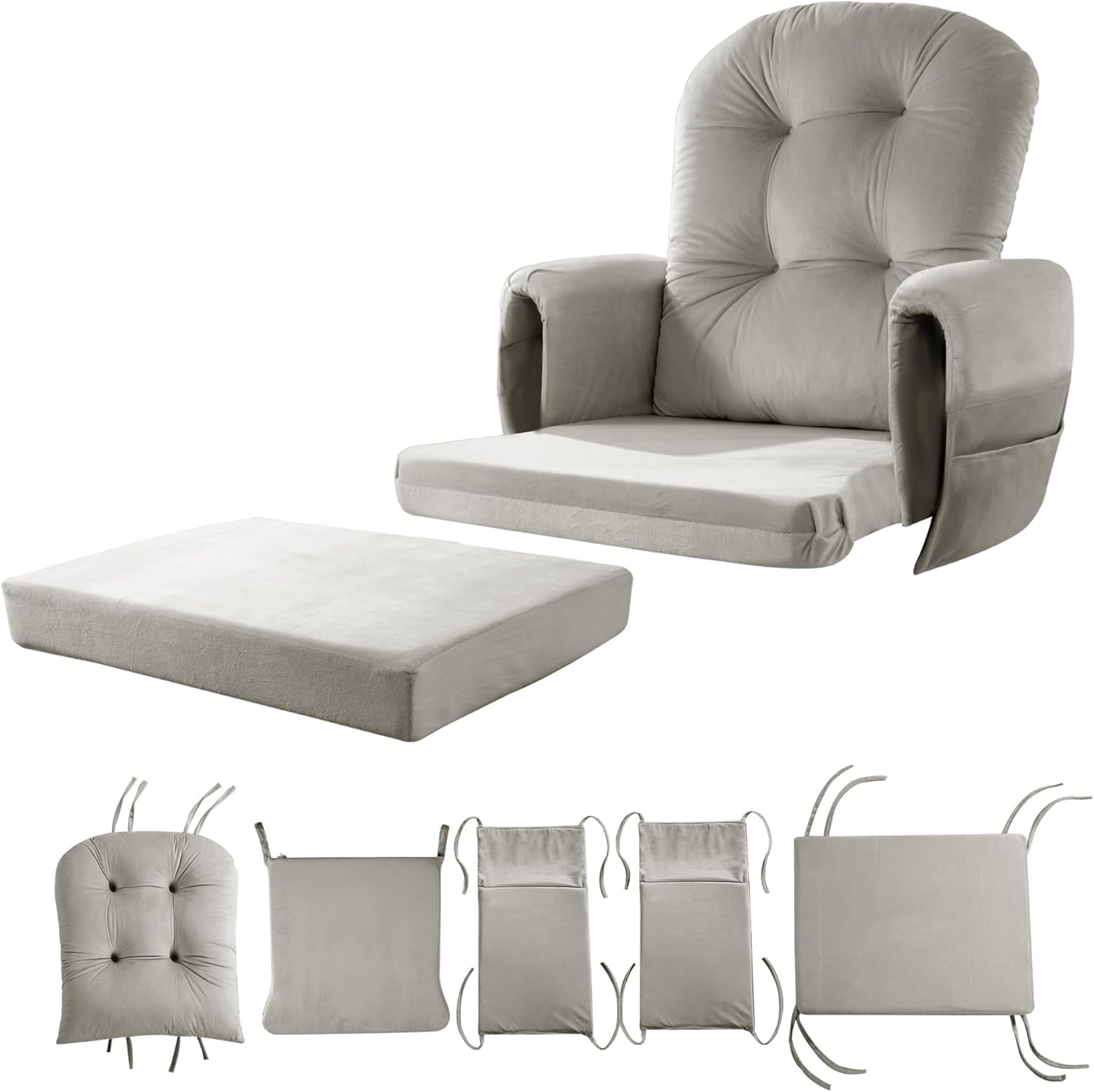Free Shipping Lovote 5 in 1 Removable Glider Cushions Set Rocking Chair Cushions for Rocker Chair Ottoman Washable Cover Green Walmart