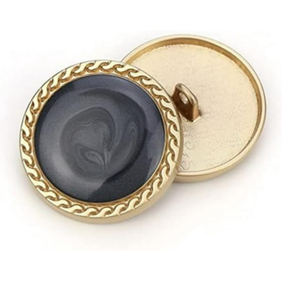 5 PCS Vintage Gold Women's Buttons for Clothing Decoration Metal Coat Button DIY Sewing Craft Accessories (Black, 25mm)