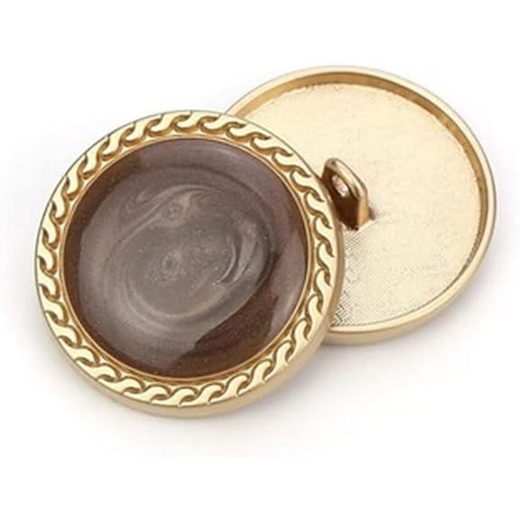 5 PCS Vintage Gold Women's Buttons for Clothing Decoration Metal Coat Button DIY Sewing Craft Accessories (Brown, 15mm)