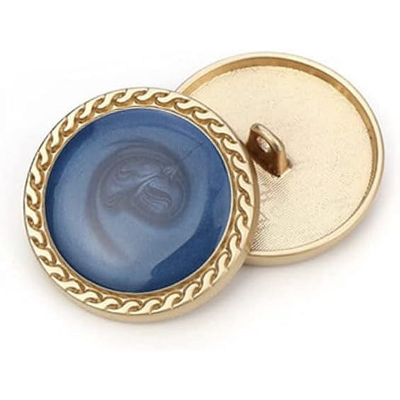 5 PCS Vintage Gold Women's Buttons for Clothing Decoration Metal Coat Button DIY Sewing Craft Accessories (Dark Blue, 25mm)