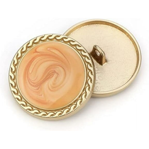 5 PCS Vintage Gold Women's Buttons for Clothing Decoration Metal Coat Button DIY Sewing Craft Accessories (Orange, 15mm)