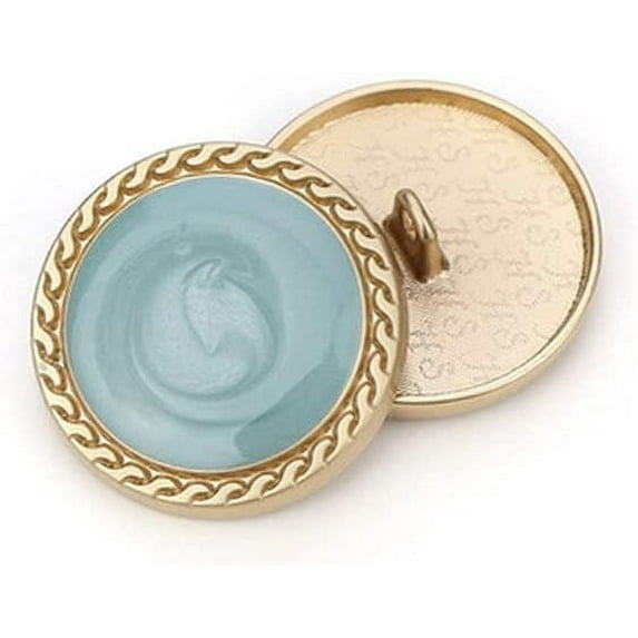 5 PCS Vintage Gold Women's Buttons for Clothing Decoration Metal Coat Button DIY Sewing Craft Accessories (Sky Blue, 15mm)