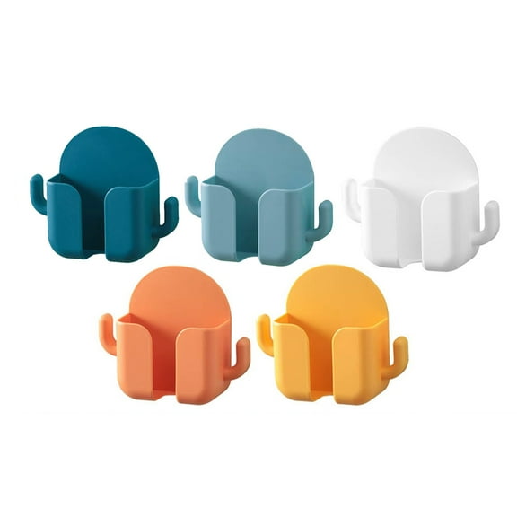 5 PCS Wall Mounted Storage Box ABS Multi Functional for Bedroom with Charging Hole Hooks