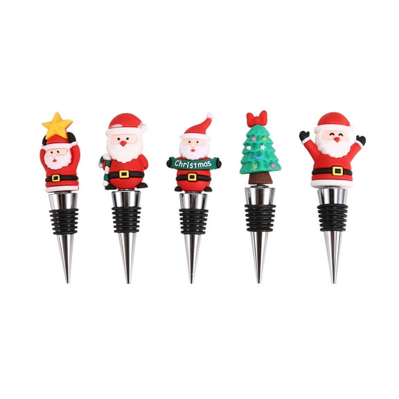 5 PCS Wine Bottle Stopper,Wine Stopper,Christmas Decorative Wine Saver, Reusable Wine Corks Beverage Bottle Stoppers,5 * Wine corks,Multicolor