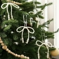 thumbnail image 1 of 5 PCSs White Pearl Bow Christmas Ornaments White Bowknot Tree Topper Decor Xmas Hanging Ornament Pendant Decoration Gift for Wedding Bridal Shower Baby Shower Birthday Indoor Decoration, 1 of 6
