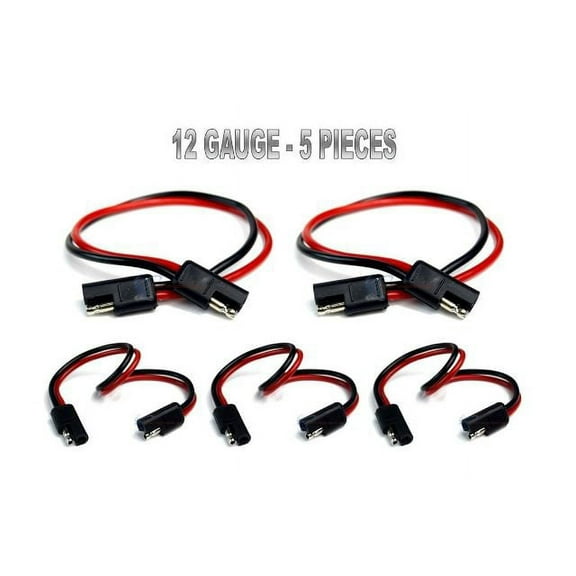 5 PIECES 12 GA 12" QUICK DISCONNECT POLARIZED INLINE POWER CABLE WIRE HARNESS