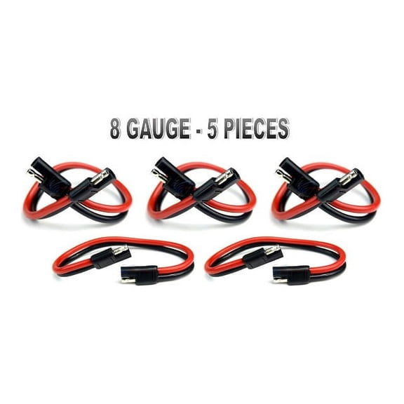 5 PIECES 8 GA 12" QUICK DISCONNECT POLARIZED INLINE POWER CABLE WIRE HARNESS