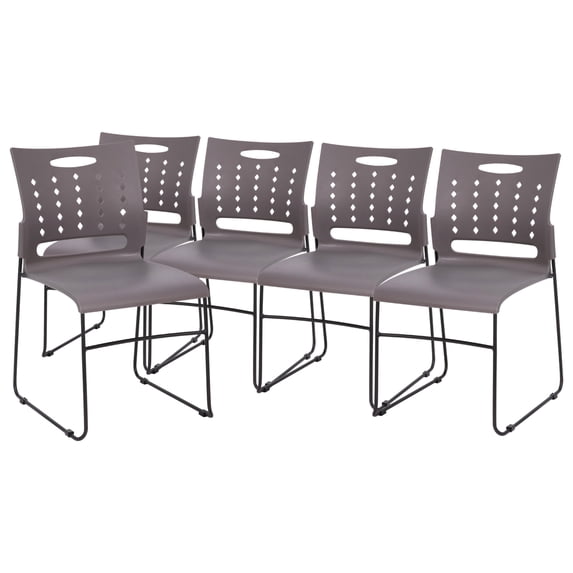 5 PK Gray Plastic Stack Chairs
