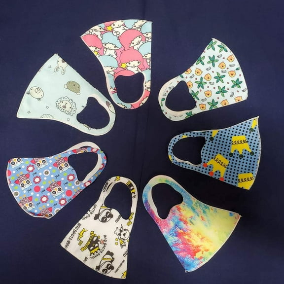 5 PK Kids Reusable Face Masks Washable Polyester Blend Mask Covering For Children Ages 3-10