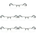 thumbnail image 1 of 5 PK Men's Blue Light Blocking Reading Glasses - Rectangular Metal Half-Frame - Spring Hinge Readers +1.25, 1 of 6
