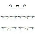 thumbnail image 1 of 5 PK Mens Reading Glasses Readers - Rectangular Half-Frame - Lightweight & Spring Hinge - Block Harmful Blue Light +2.75, 1 of 6
