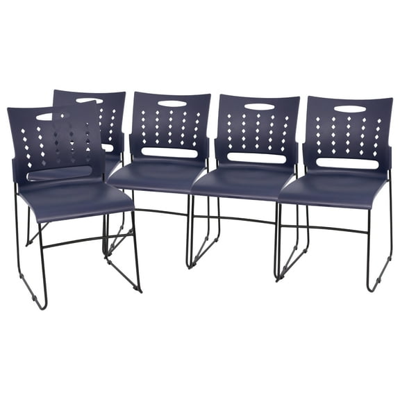 5 PK Navy Plastic Stack Chairs