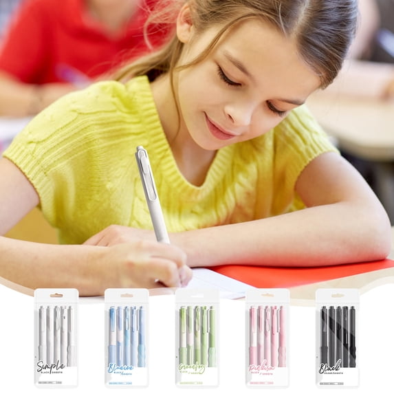5-Pack 0.5 mm Retractable Gel Pens, Fast-Drying Click Pens with Smooth Ink Flow and Fine Tips for Note Taking, Journaling, Office Work, Forms, Planning and Daily Writing, Black