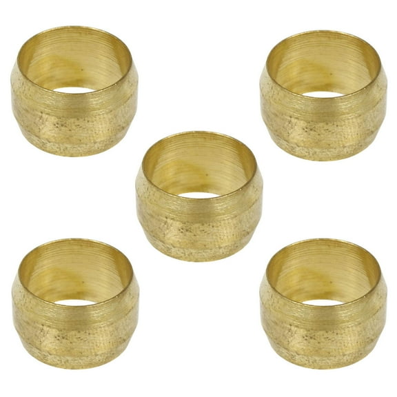 5 Pack 1/2" Compression Sleeve Solid Brass Ferrule for 1/2" Compression Tubing
