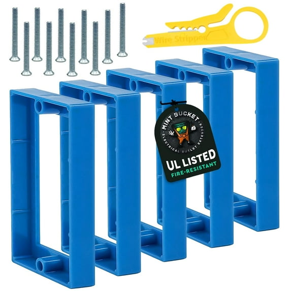 1/2" Single Gang Receptacle Outlet Box Extenders - Blue - Pack of 5