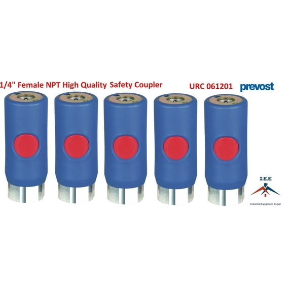 5 Pack 1/4" FNPT Prevost Push Button High Flow Safety Air Coupler URC 061201