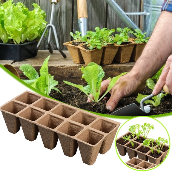 5-Pack 10-Cell Biodegradable Paper Pulp Seedling Pots - Compostable Pulp 10-Hole Design For Seed Starting, Plant Propagation, Indoor Gardening - For Gardeners, Beginners, Home