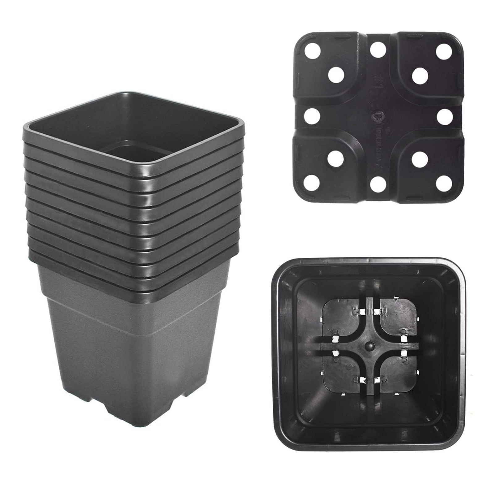 5Pack 10 Gallon Square Plant Nursery Pot Grow Pots Black Nursery