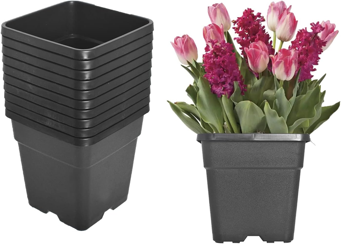 5-Pack 10 Gallon Square Plastic Garden Planter Pots Flower Seedling ...