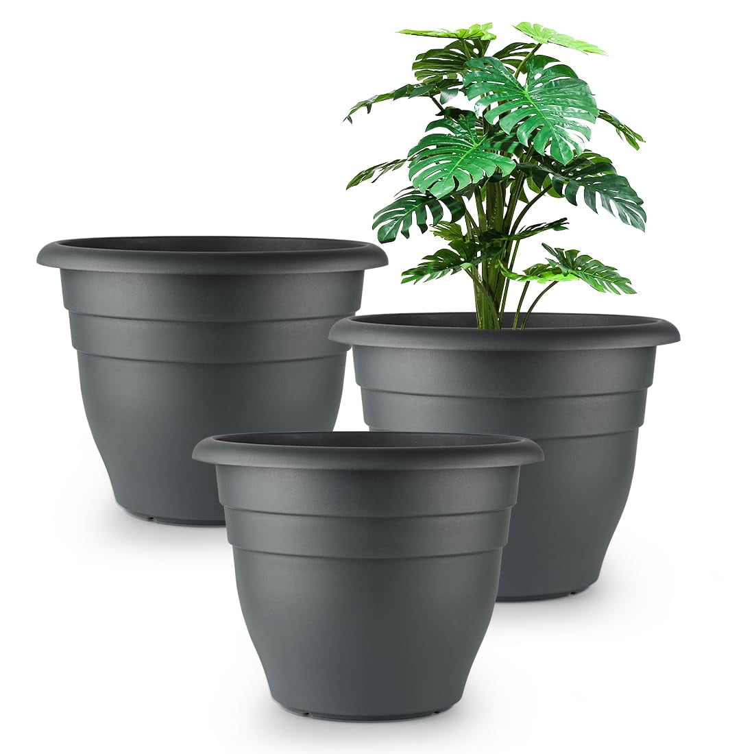 5 Pack 10 Inch Plant Pots Lightweight Planters with Drainage Holes Durable Indoor Outdoor Flower Pots for Garden Patio Home Decor