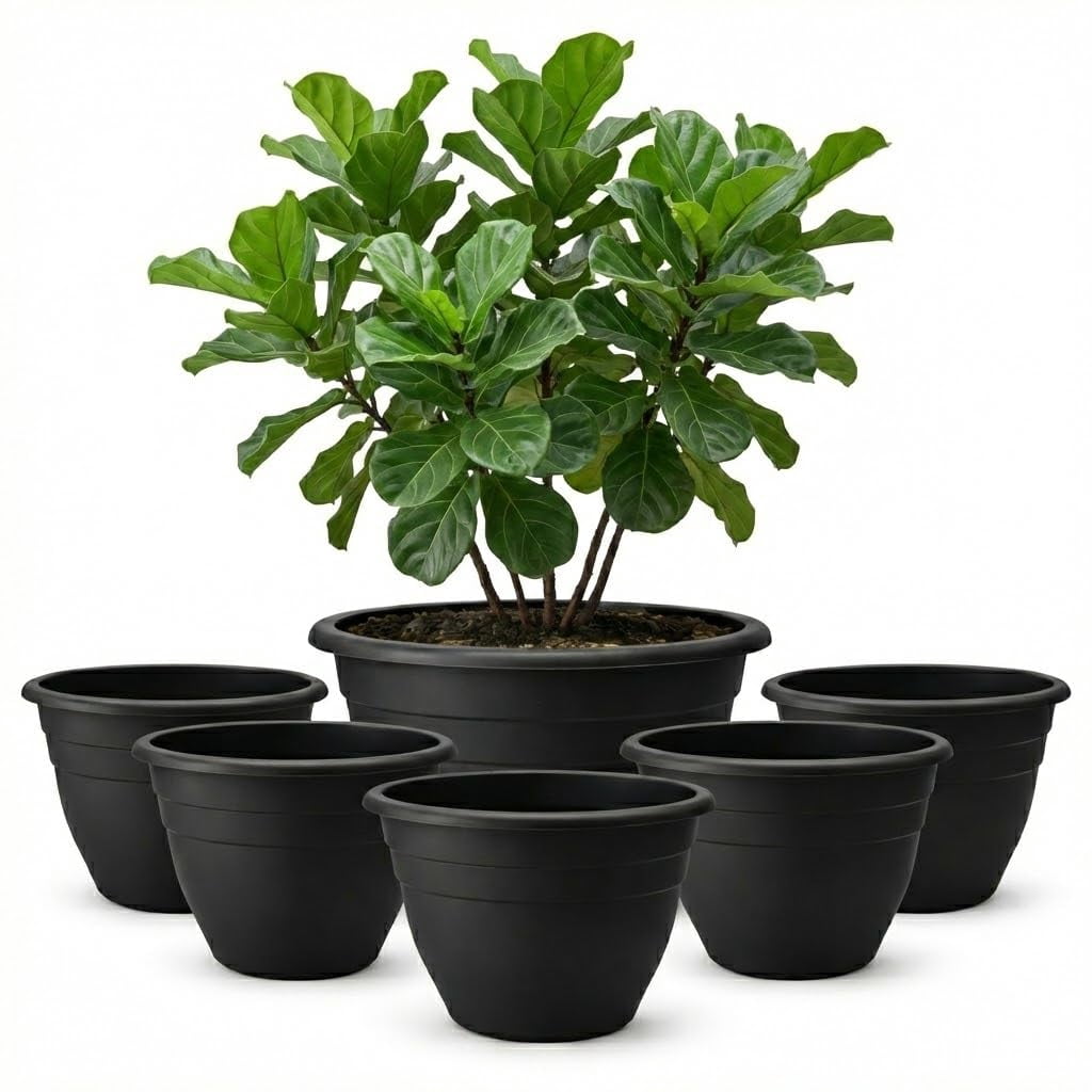 5 Pack 10 Inch Plant Pots Lightweight Planters with Drainage Holes Durable Indoor Outdoor Flower Pots for Garden Patio Home Decor