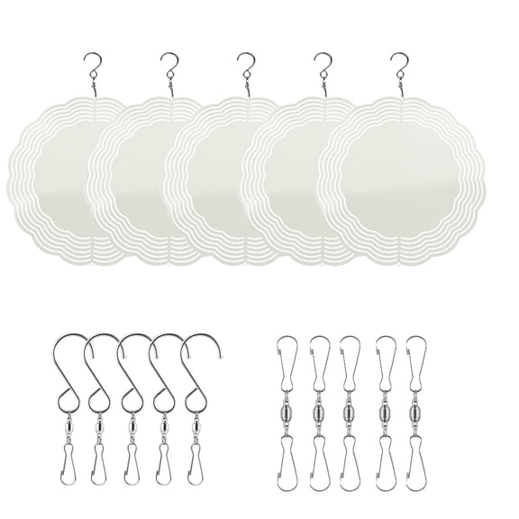 5 Pack 10 Inch Sublimation Wind Spinner Blanks, 15 pcs Wind Spinner Hooks