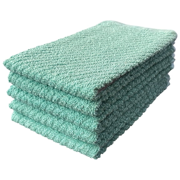 5 Pack, 100% Cotton Ribbed Terry Bar Mop for Kitchen, Highly Absorbent, Cleaning Kitchen Towels | Bar Towels | Machine Washable | 16 x 19 Inches.
