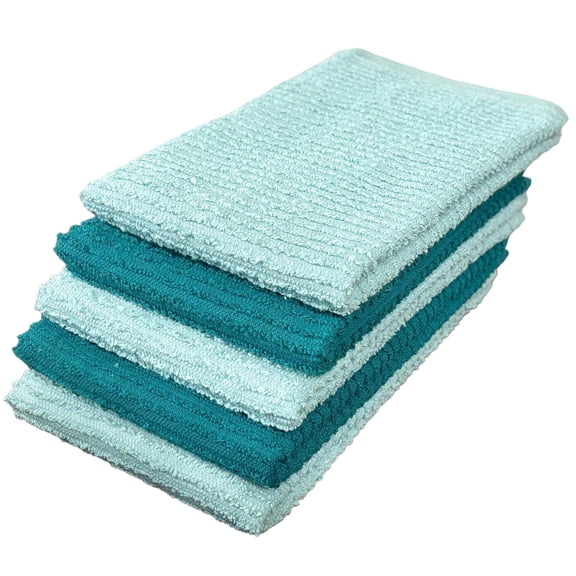 5 Pack, 100% Cotton Ribbed Terry Bar Mop for Kitchen, Highly Absorbent, Cleaning Kitchen Towels | Bar Towels | Machine Washable | 16 x 19 Inches.