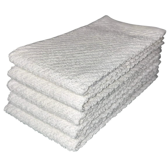 5 Pack, 100% Cotton Ribbed Terry Bar Mop for Kitchen, Highly Absorbent, Cleaning Kitchen Towels | Bar Towels | Machine Washable | 16 x 19 Inches.