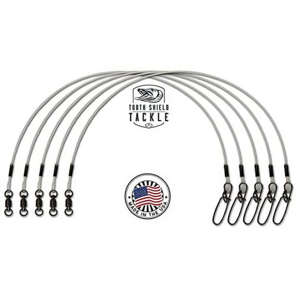 5 Pack 100 lb. 18" Premium Fluorocarbon Musky Leaders Muskie Pike Leader (Ball Swivel)