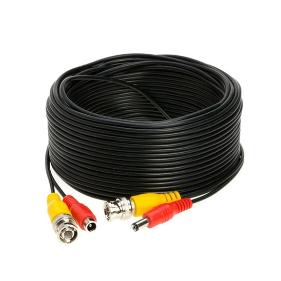 5 Pack 100FT Black Premade BNC Video/Power Cable All in One Extension Wire for CCTV, DVR’s, Security System