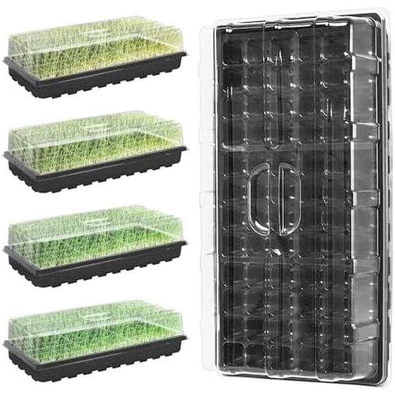 5 Pack 1020 Seed Starter Trays with 3.6" Humidity Dome Plant Growing Tray Germination Seed Starting kit, Mini Greenhouse with Handle for Cloning Plant