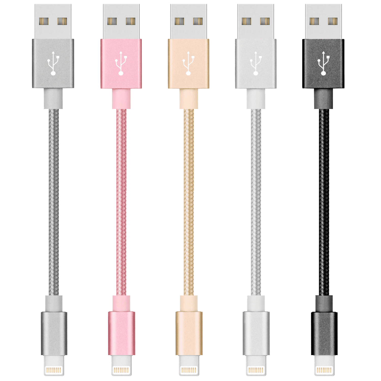 [5 Pack] 10inch Short Portable Phone/Tablet/Power Bank Charger Cable