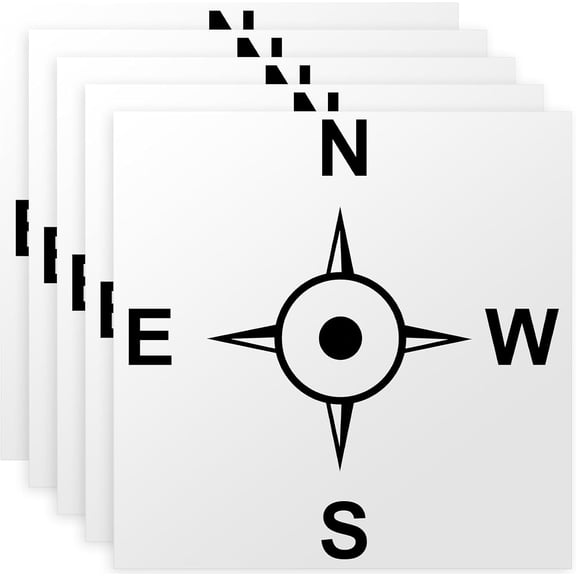 5 Pack 12" Crane Directional Compass Sticker Crane Direction Compass Sticker PVC Decal for Operators Accessories Industrial Environments, White, Black