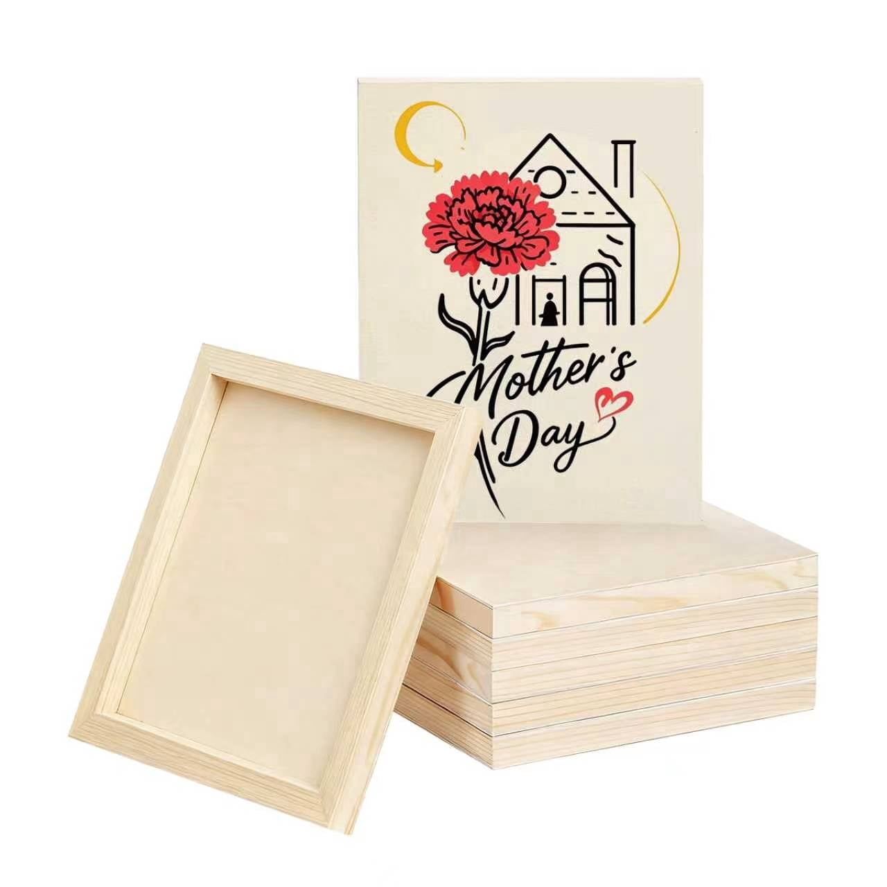 AOBAIWO Unfinished Square Wooden Painting Board 12" x 16" Painting Canvas Art Prints Set of 5