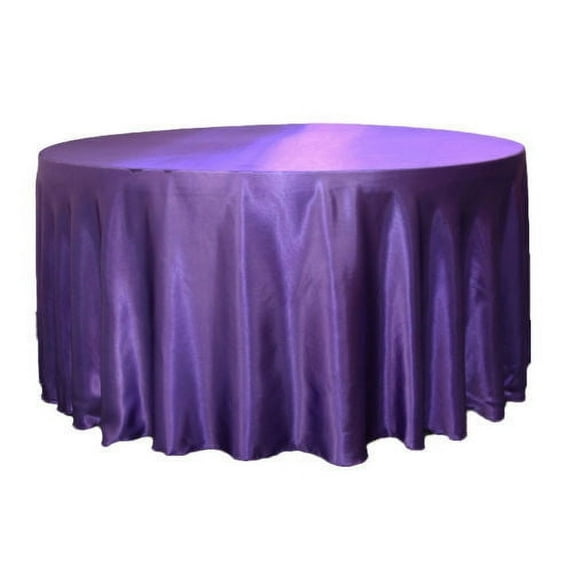 5 Pack 120" Inch round Satin Tablecloth 21 COLORS Table Cover Wedding Banquet", (Color: Purple)