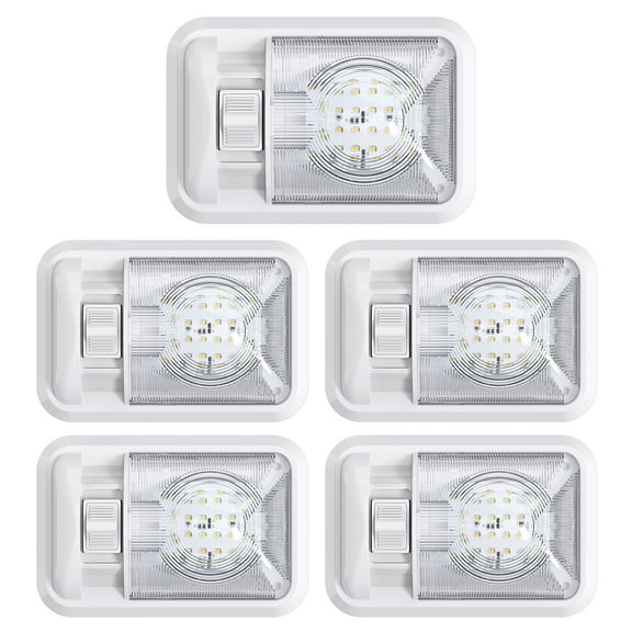 5 Pack 12V Led RV Ceiling Dome Light RV Interior Lighting for Trailer Camper with Switch, Single Dome 280LM