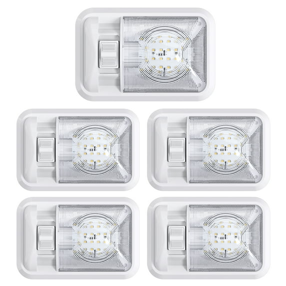 5 Pack 12V Led RV Ceiling Dome Light RV Interior Lighting for Trailer Camper with Switch, Single Dome 280LM