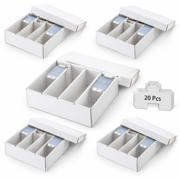 5 Pack 12in 4 Row Trading Card Storage Box, 3200 Count Card Storage Case