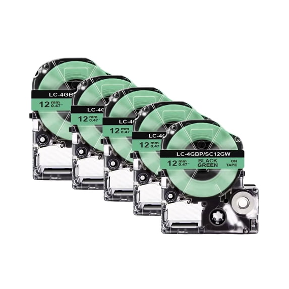 5 Pack 12mm 0.47" Refill Label Tape Compatible for Epson LabelWorks LW400 LW300 LW500 LW600P LW700 LW-K200PX