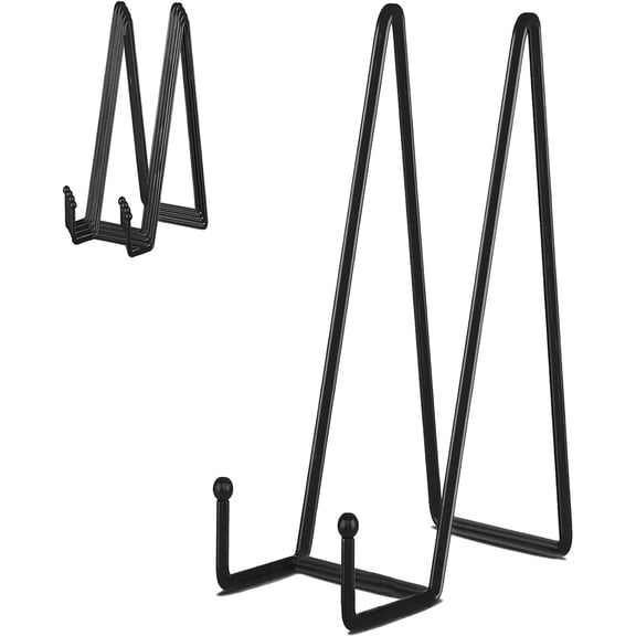 5 Pack 14 Inch Plate Holder Display Stands, Large Metal Black Frame Stand for Picture, Book, Photo Easel, Creation, Collectibles