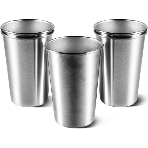 5 Pack 16 Ounce Stainless Steel Pint Cups Shatterproof Cup Tumblers Unbreakable Metal Drinking Glasses for Bar, Home, Restaurant