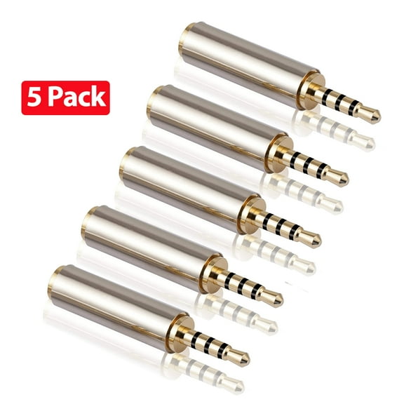 5 Pack 2.5mm Male to 3.5mm Female Audio Adapter Converter, Gold Plated Jack Stereo Audio Headphone Adapter Connector