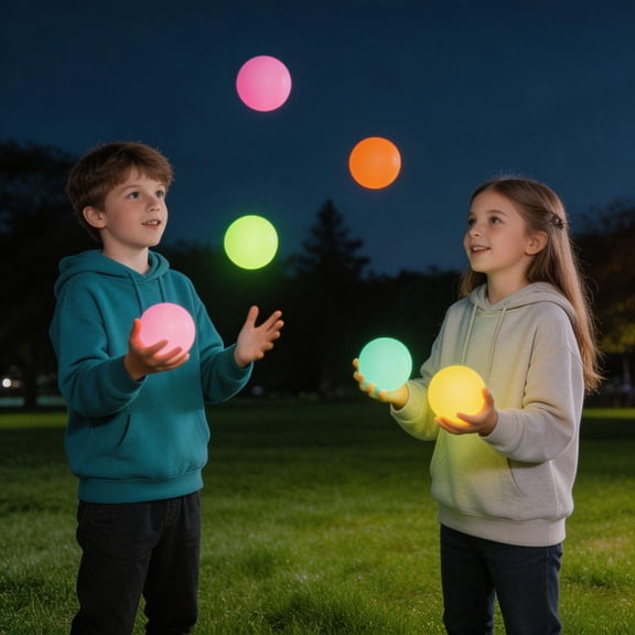 5-Pack 2-Inch Solid Rubber Glow in The Dark Juggling Balls,Acrobatic Set for Hand-Eye Coordination,Party Games,Beginner & Professional Practice