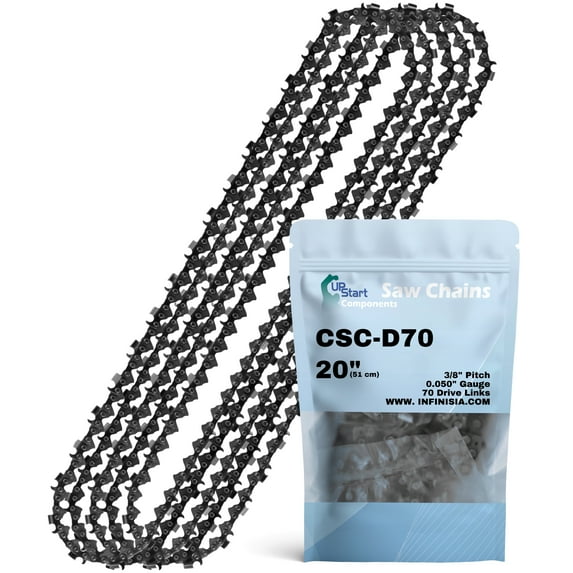 5-Pack 20" Full Chisel Chainsaw Chain D70 Replacement for McCulloch ProMac 5700 Chainsaws - (20 inch, 3/8" Pitch, 0.050" Gauge, 70 Drive Links)